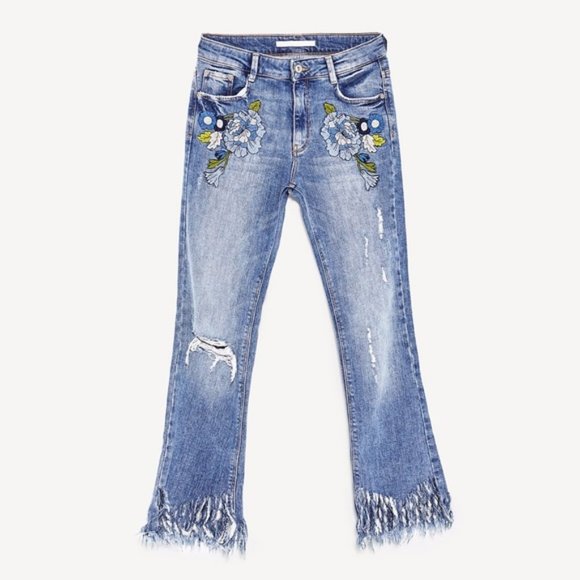 Zara Mid Rise Mini Flare Jeans US 4 - Picture 8 of 13